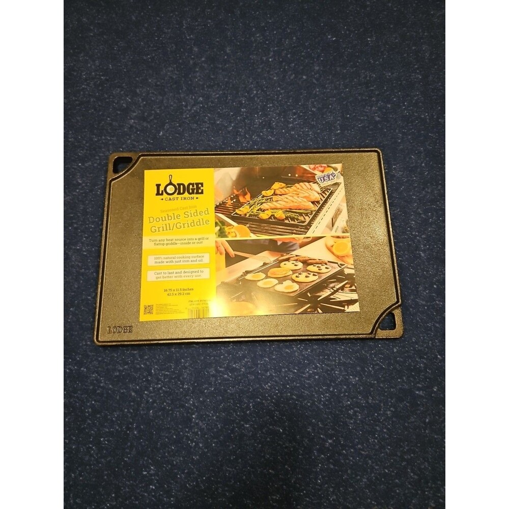 Lodge Seasoned Cast Iron Double Sided Grill/Griddle New With Tags NWT USA